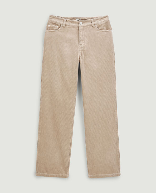 Pantalon droit en velours côtelé taupe - Pimkie