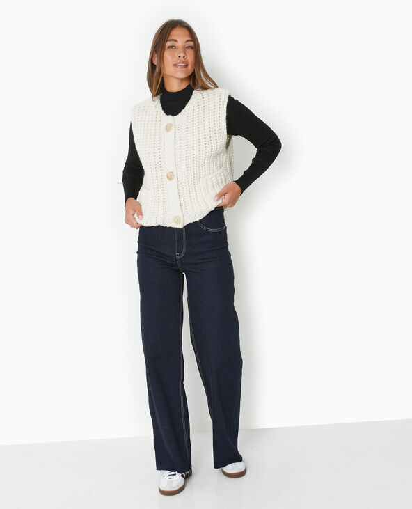 Gilet sans manches grosses mailles blanc - Pimkie