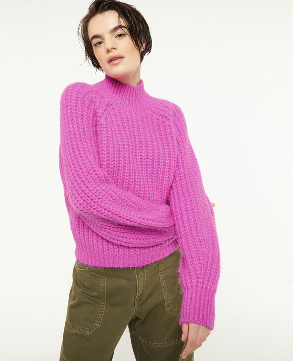 Pull grosses mailles col montant rose - Pimkie
