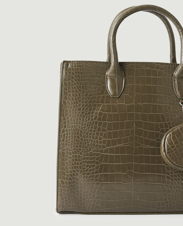 Sac à main croco vert de gris - Pimkie