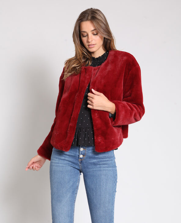 Veste fourrure rouge online