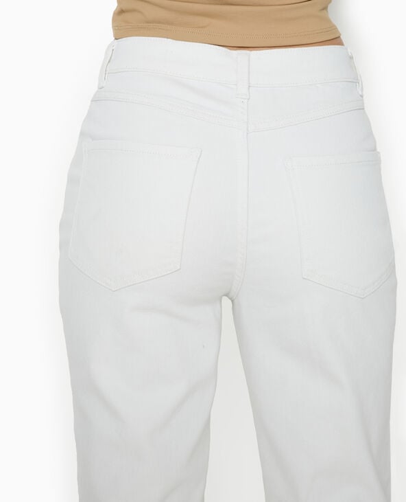 Jean droit taille haute avec bas coupés blanc - Pimkie