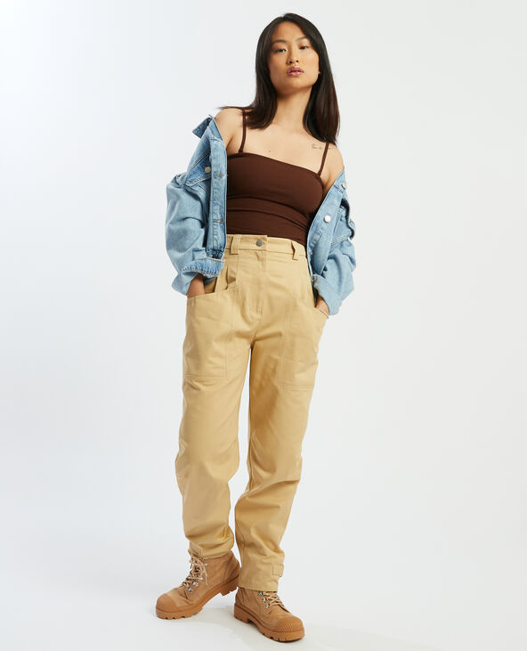 Pantalon cargo à pinces beige - Pimkie