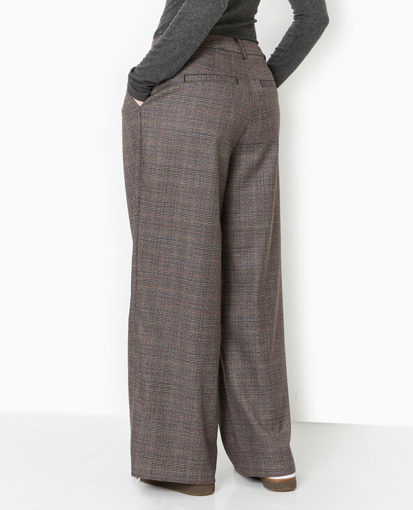 Pantalon large city motif carreaux noir - Pimkie