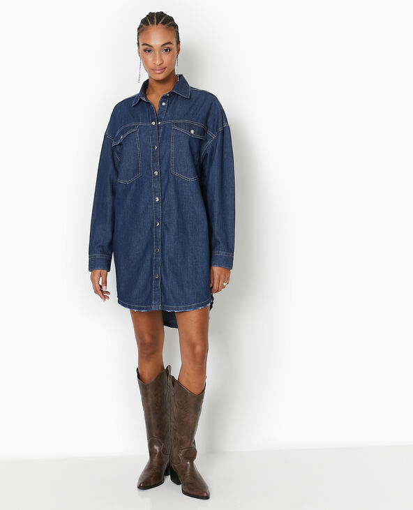 Robe chemise en jean avec pressions bleu - Pimkie