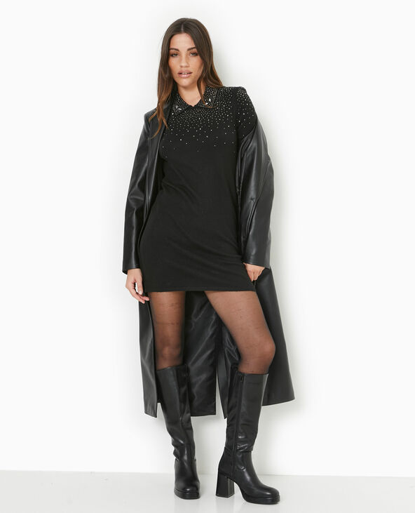 Robe courte en maille fine avec brillants noir - Pimkie