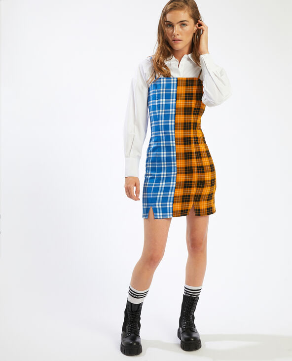 Robe bicolore à carreaux orange - Pimkie