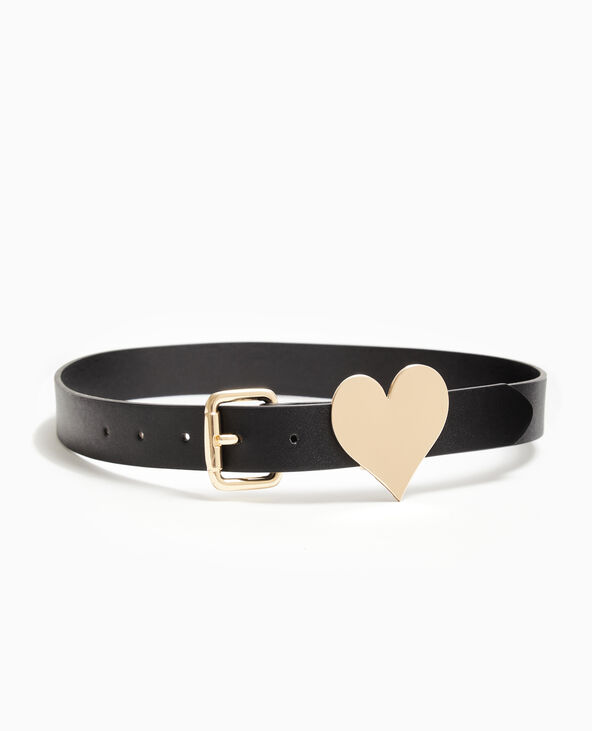 Ceinture avec boucle et cœur en métal doré noir - Pimkie