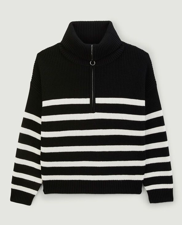 Pull en maille col zippé noir - Pimkie