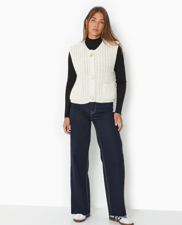 Gilet sans manches grosses mailles blanc - Pimkie