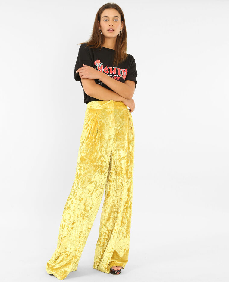 Pantalon flare effet velours jaune ocre - Pimkie