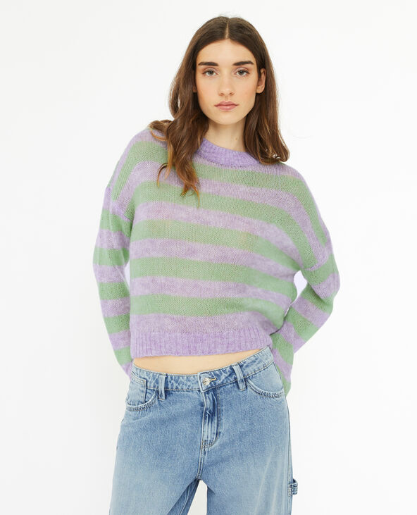 Pull en maille légère rayée violet - Pimkie