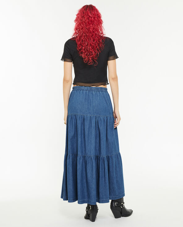 Jupe longue en chambray bleu - Pimkie