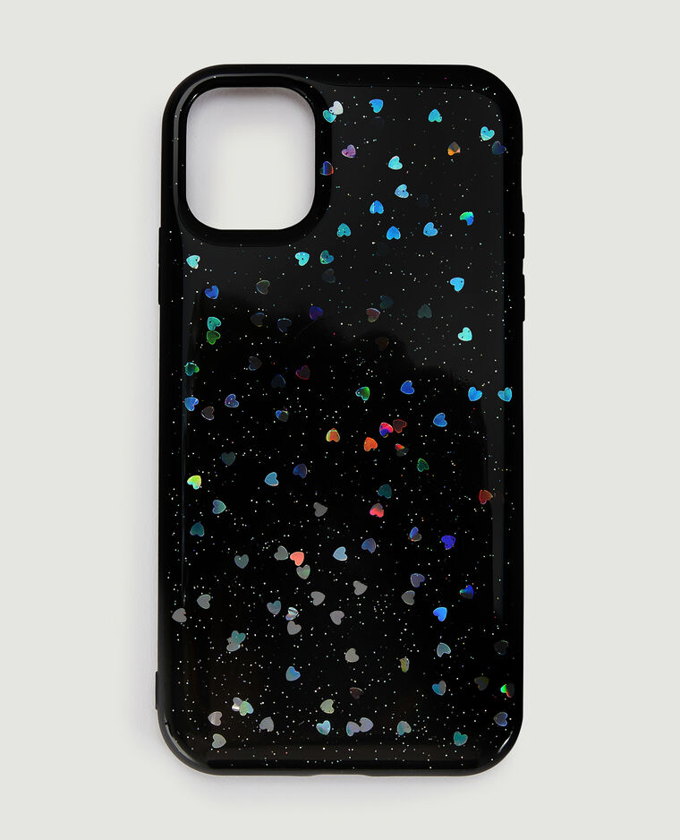 Coque iPhone "cœurs" noir - Pimkie