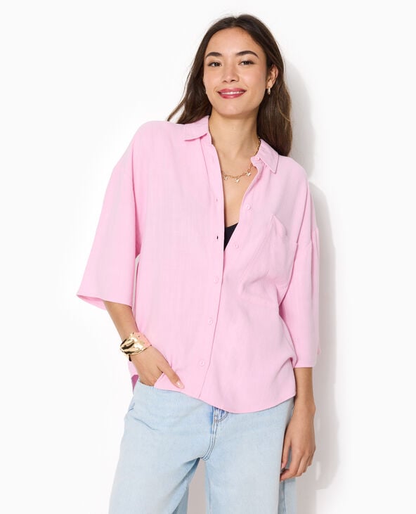 Chemise oversize avec lin rose - Pimkie