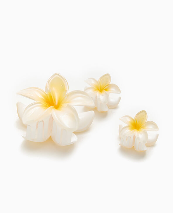 Lot de 3 pinces crocodile "fleur de tiaré" jaune - Pimkie