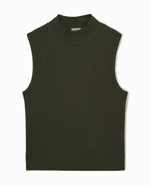 Pull sans manches col montant taupe - Pimkie