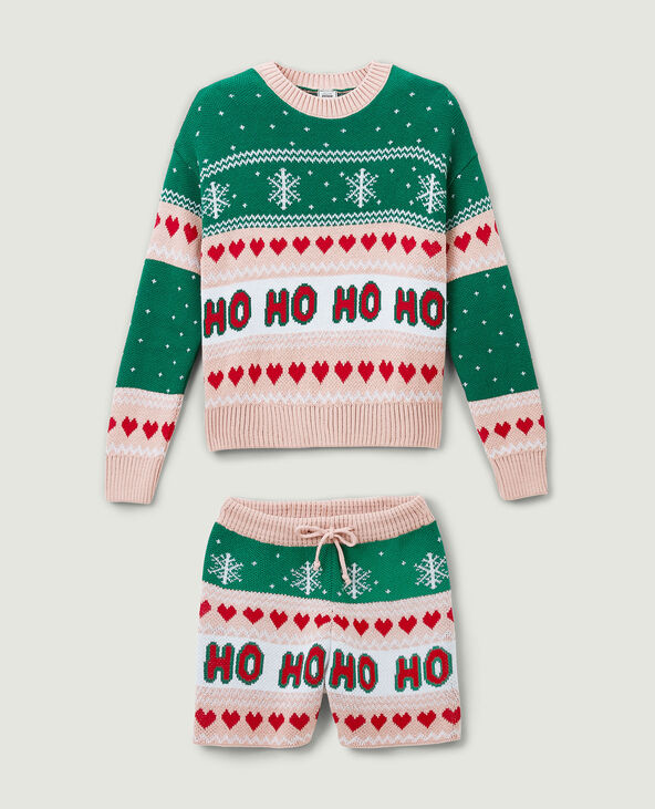 Ensemble pull + short de Noël rose clair - Pimkie
