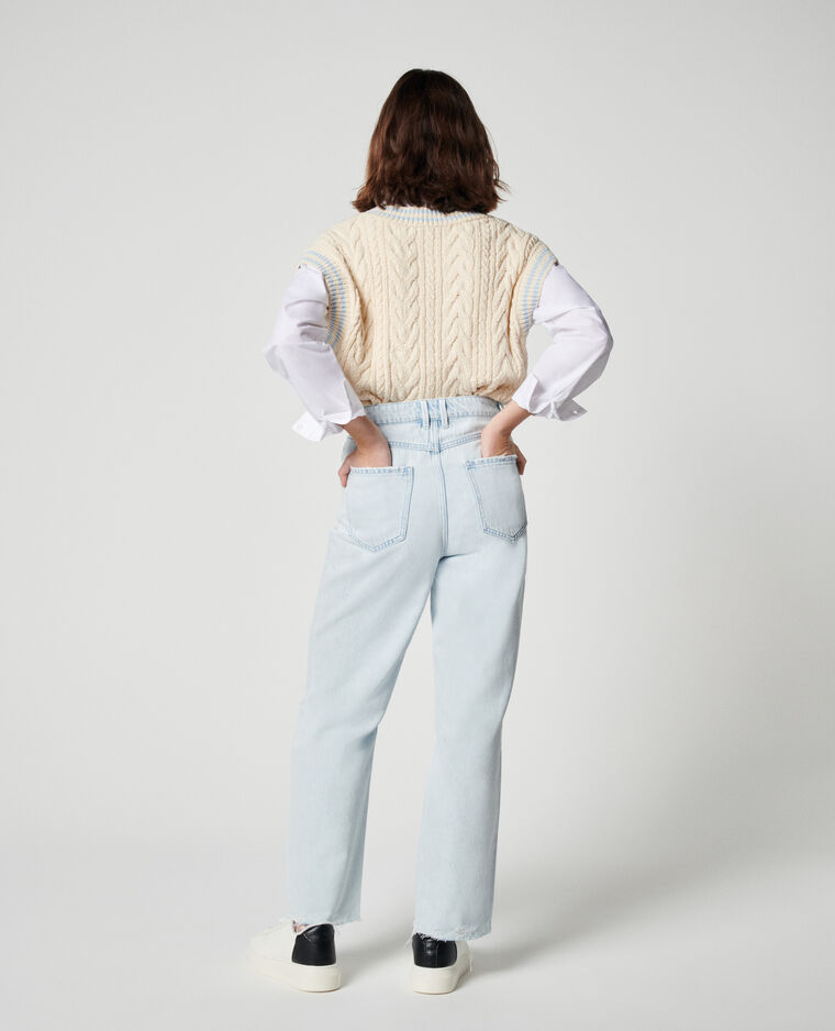 Jean straight taille haute trashé bleu clair - Pimkie