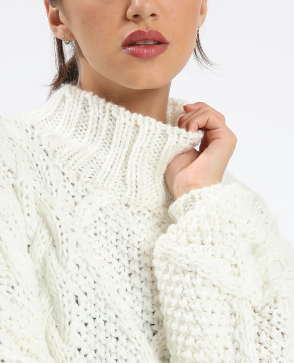 Pull grosse maille tricoté main blanc - Pimkie