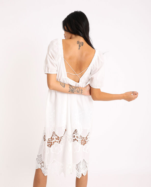 Robe longue à broderies écru - Pimkie