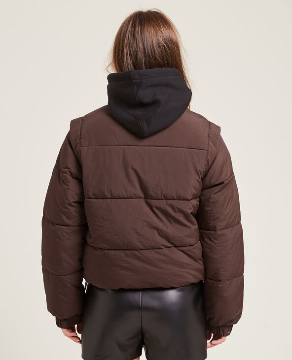 Doudoune courte effet froissé marron - Pimkie