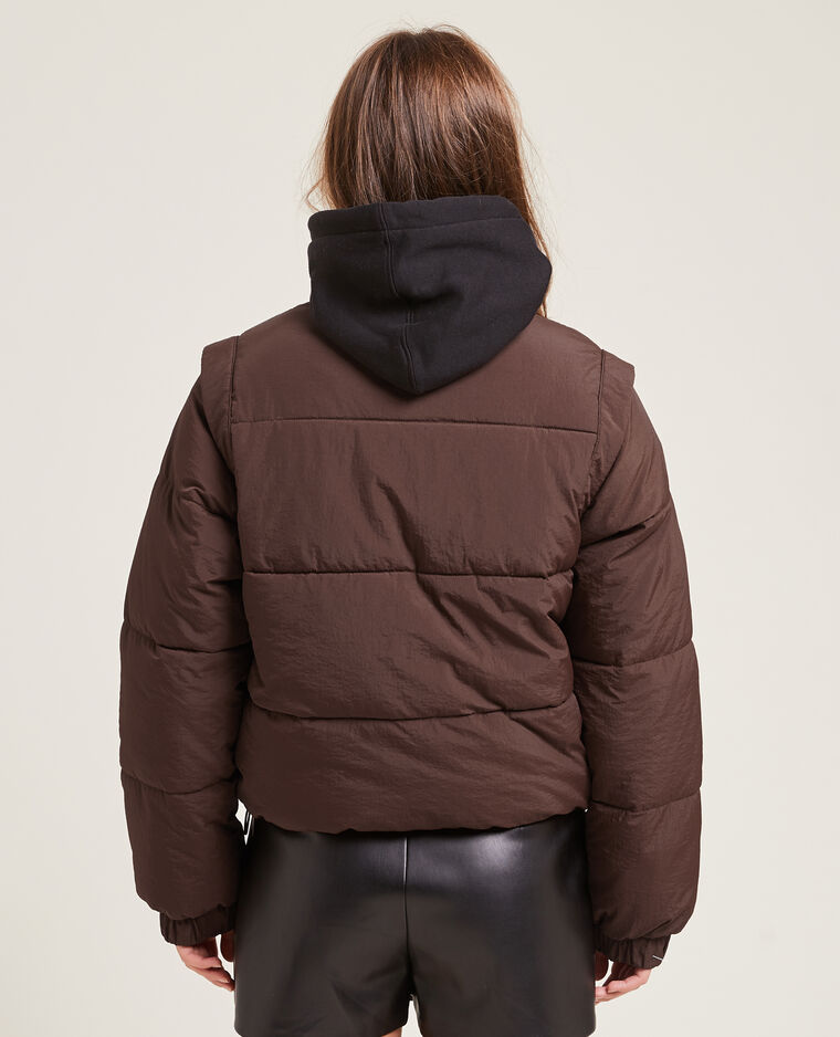 Doudoune courte effet froissé marron - Pimkie