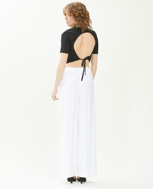 Pantalon large en toile fluide blanc - Pimkie