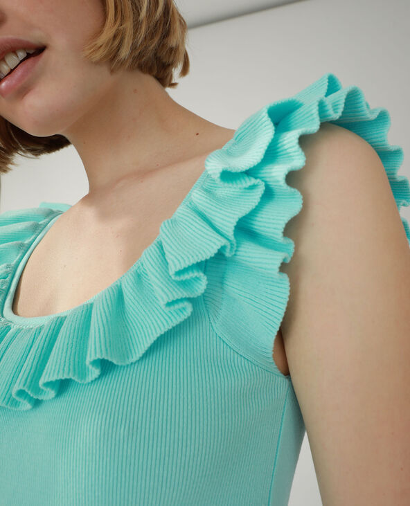 Top volanté bleu turquoise - Pimkie