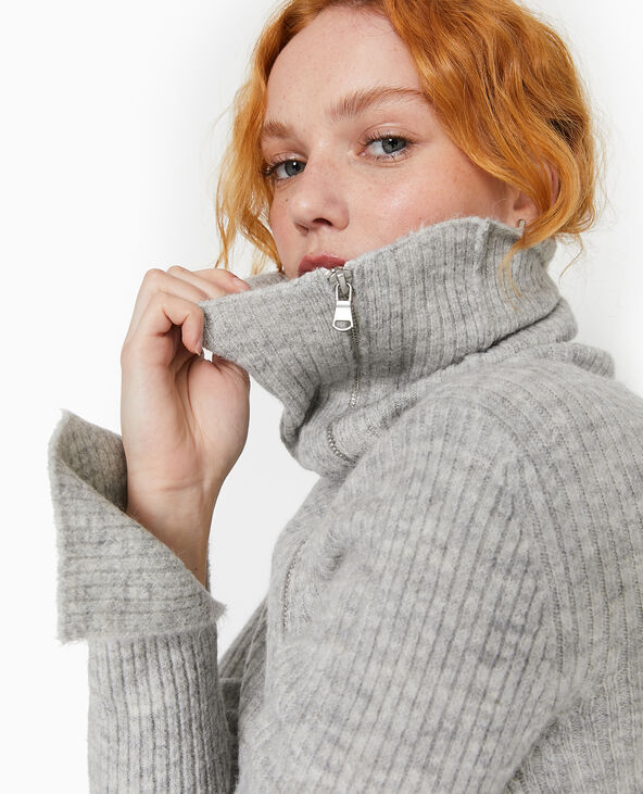 Gilet zippé en maille côtelée gris chiné - Pimkie
