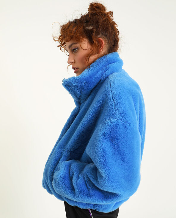 Blouson en fausse fourrure bleu - Pimkie