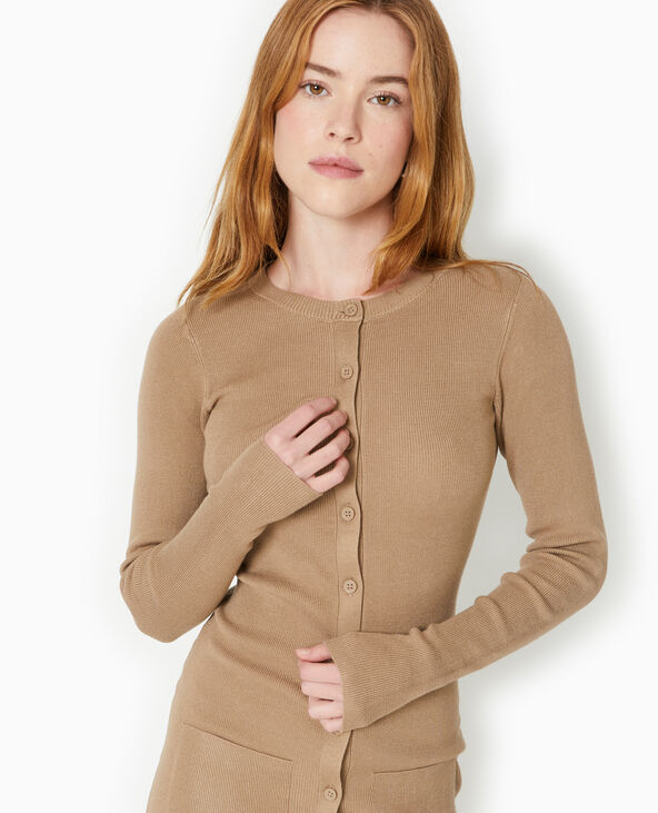 Robe boutonnée en maille camel - Pimkie