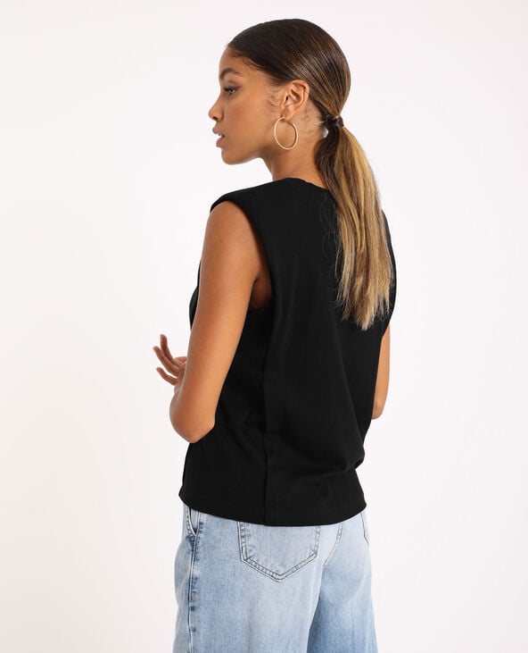 T-shirt à épaulettes noir - Pimkie