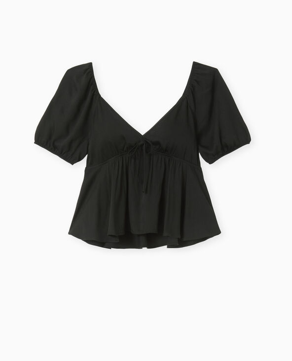 Blouse encolure V avec nœud noir - Pimkie