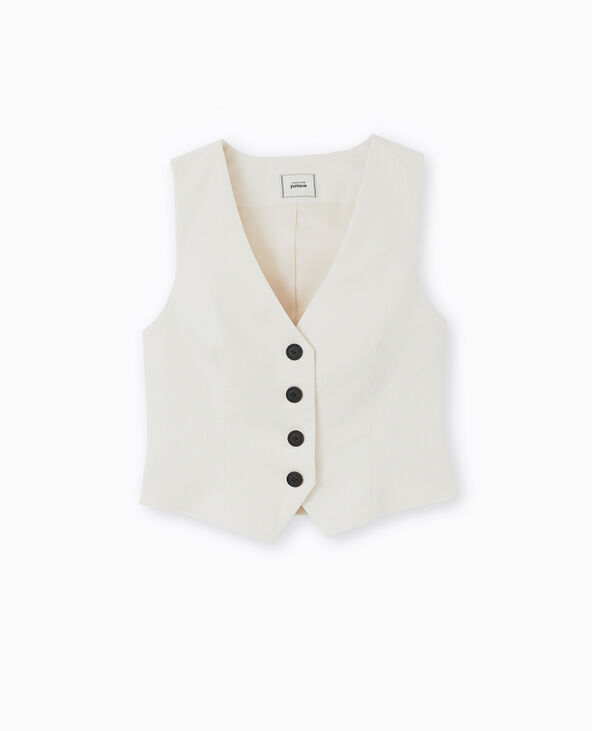 Gilet de barman en tissu effet lin rustique blanc - Pimkie