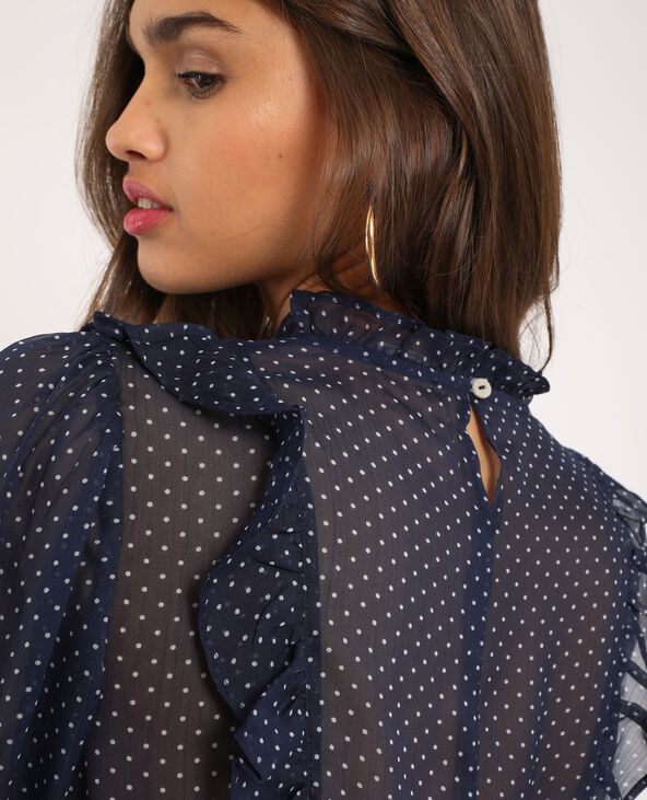 Blouse à pois bleu marine - Pimkie