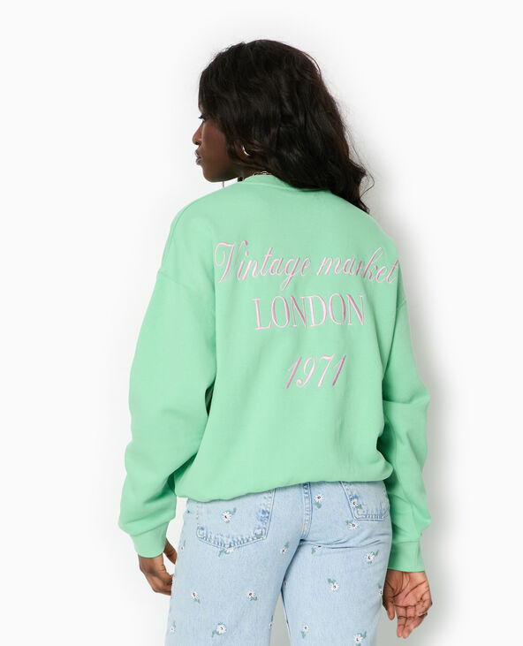 Sweat oversize avec broderies devant et dos vert clair - Pimkie