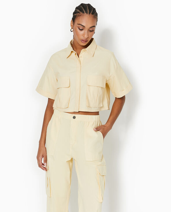 Chemise cropped avec poches plaquées beige - Pimkie