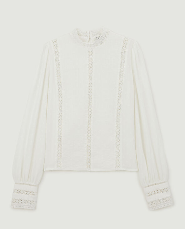 Blouse victorienne plumetis blanc - Pimkie