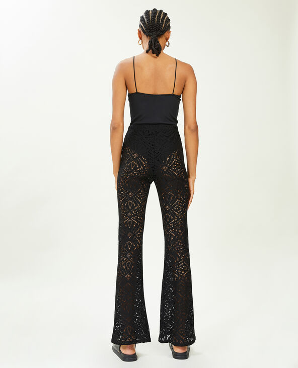 Pantalon flare en maille ajourée noir - Pimkie