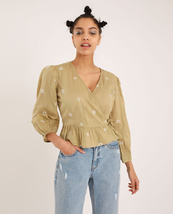 Blouse cache cœur taupe - Pimkie