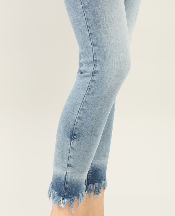Jean skinny frangé à œillets bleu - Pimkie