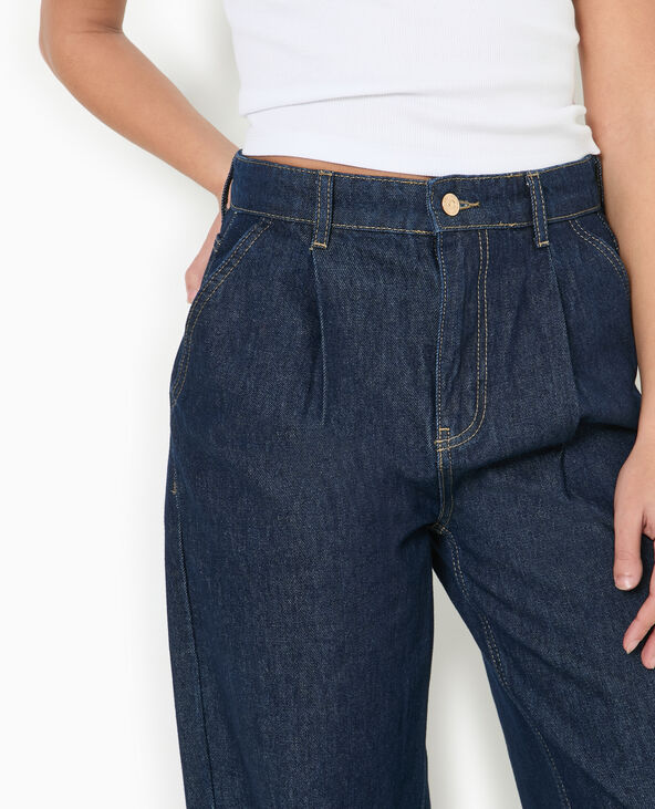 Jean wide taille haute avec pinces bleu - Pimkie