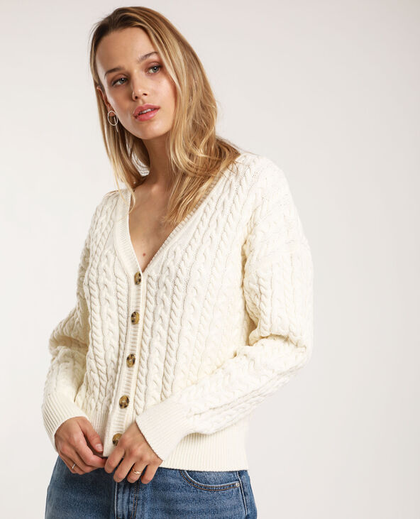 Gilet à torsades blanc - Pimkie