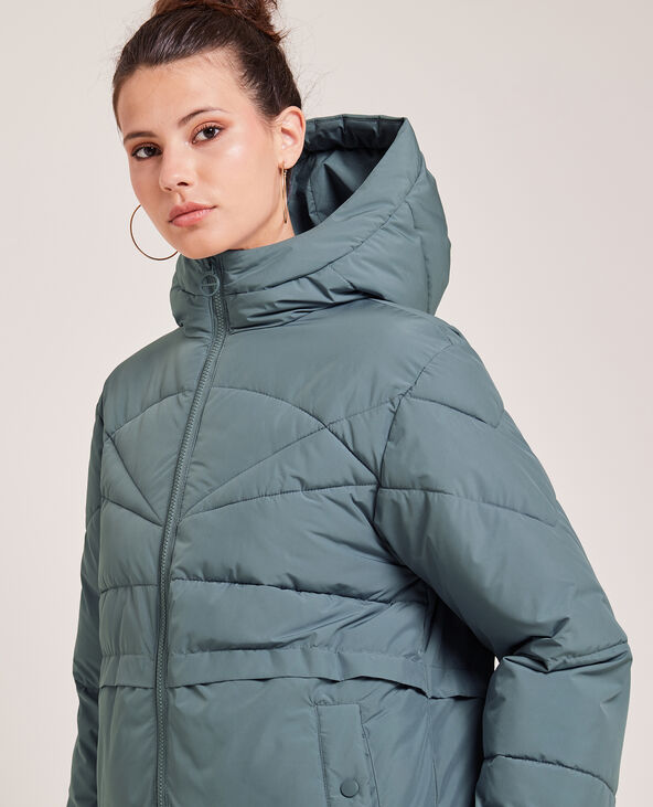 Doudoune longue avec capuche vert - Pimkie