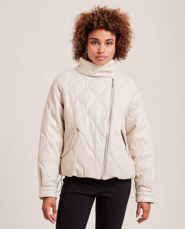 Blouson matelassé en simili cuir blanc - Pimkie