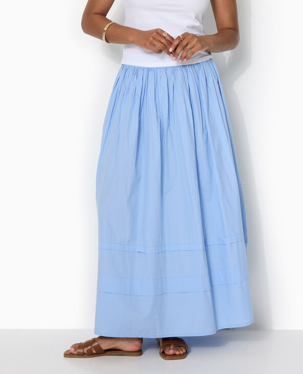 Jupe longue en popeline avec ceinture élastiquée bleu - Pimkie