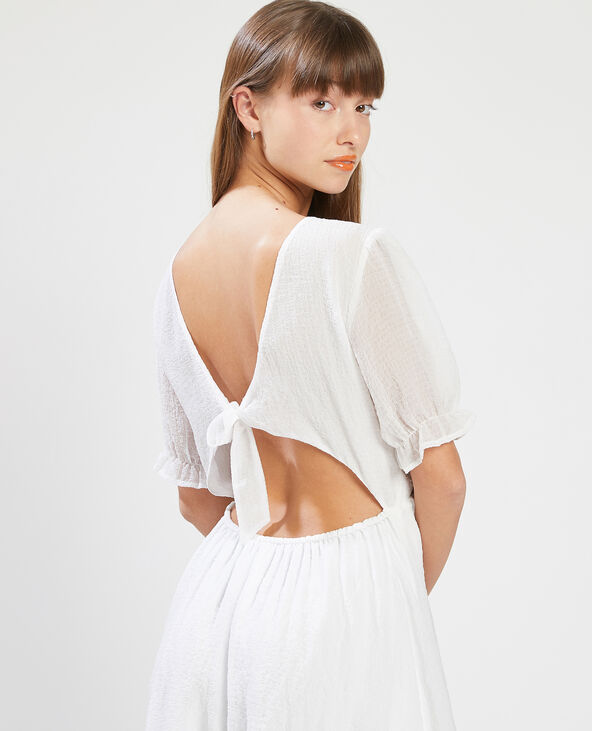 Robe fluide avec volants blanc - Pimkie