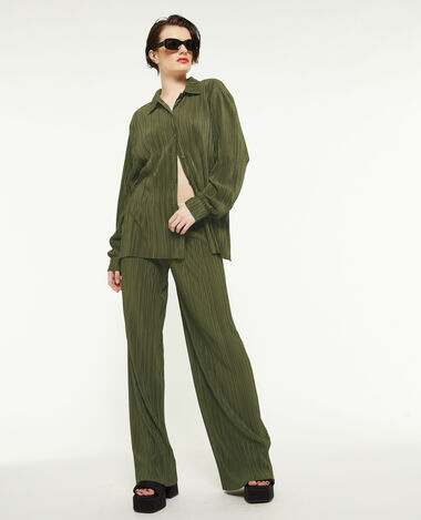 Chemise maille plissée vert kaki - Pimkie