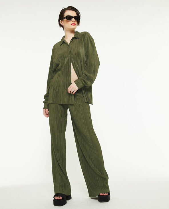 Chemise maille plissée vert kaki - Pimkie